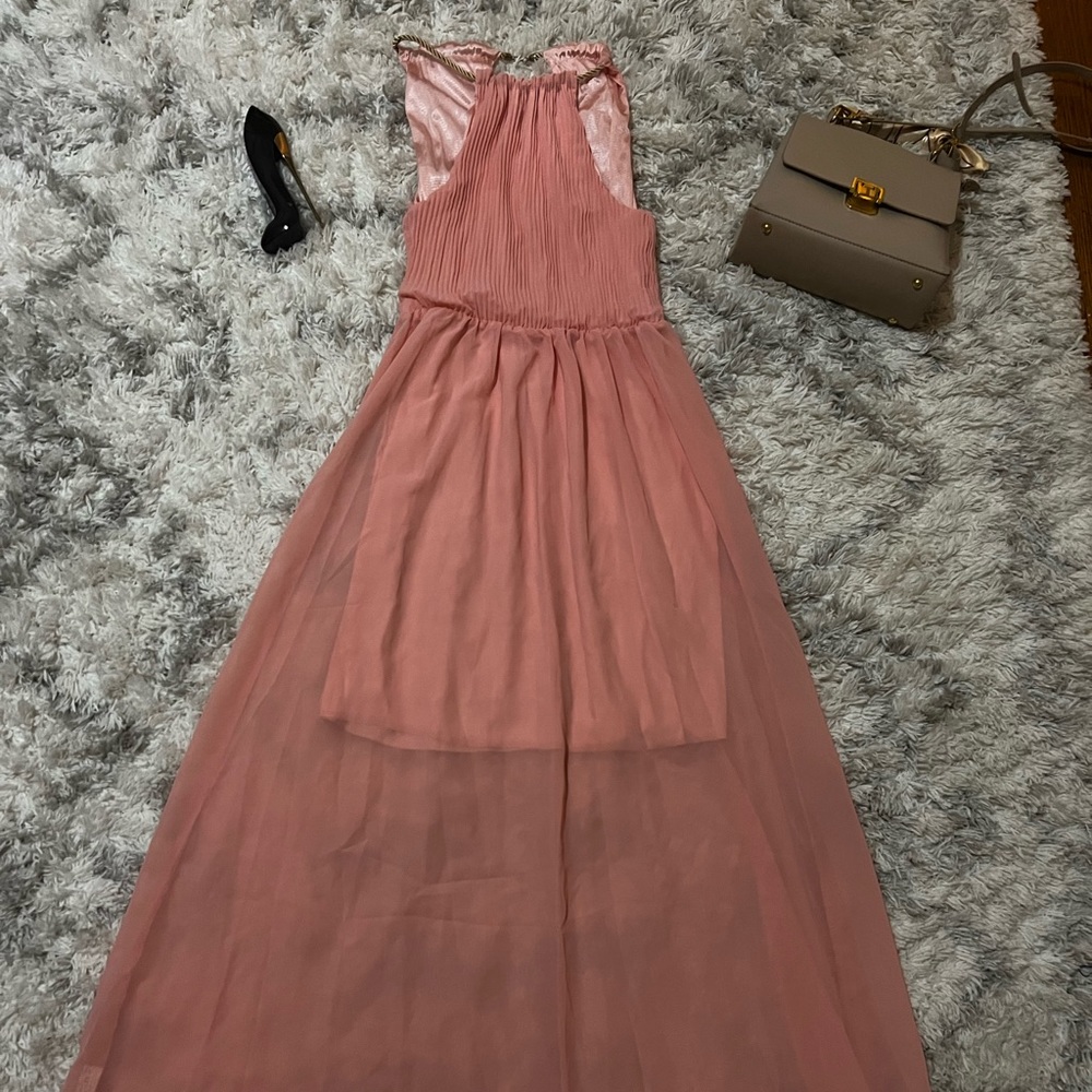 Chiffon rose gold long dress